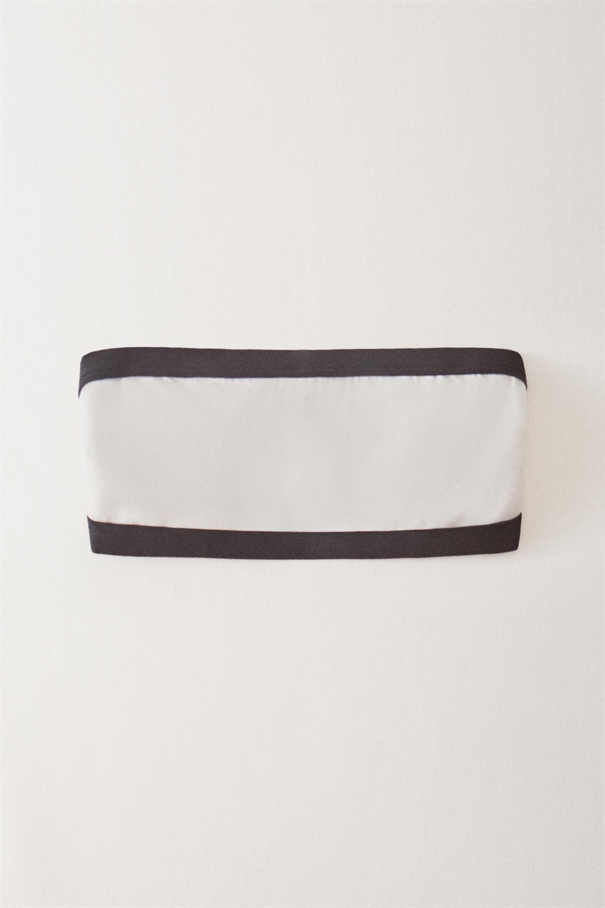 PLAIN CONTRAST BAND BANDEAU BEACH BIKINI TOP